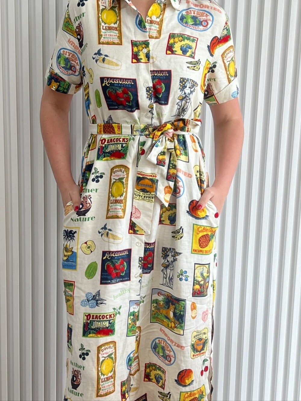 Jane and Delancey Travel Postcards Print Shirt Dress